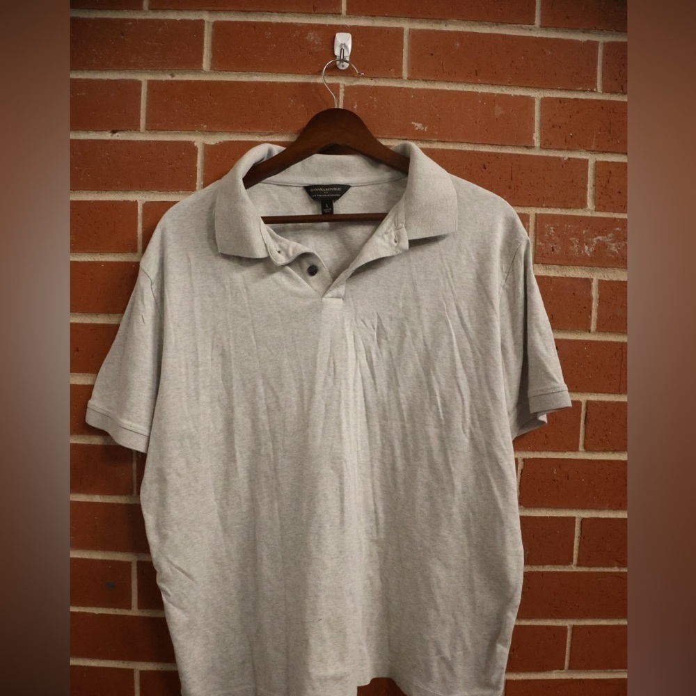 Banana Republic Luxe Touch Performance Polo Shirt Light Gray Men's Large
